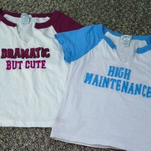 Rue21 Women's Crop Tops - White with Purple and Blue Accents